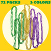 JOYIN 72 PCS Mardi Gras Beads Necklace, Gold, Green, Purple Metallic Colors Necklaces Set for Mardi Gras Party Favors Supplies, Costume Accessories, Masquerade, Accessories