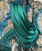 GOHD Luxe Love. Jacquard Window Curtain Panel Drape with Attached Fancy Valance. 2pcs Set. (Hunter Green, 54